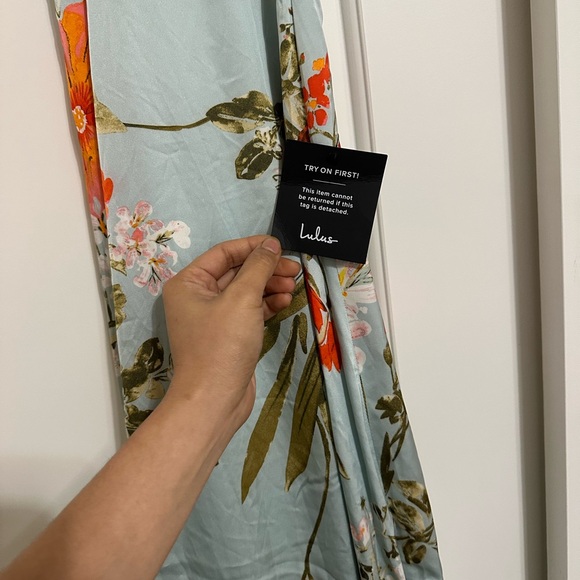 NWT Lulus Still the One Sage Green Floral Print Satin Maxi Dress - Picture 6 of 6